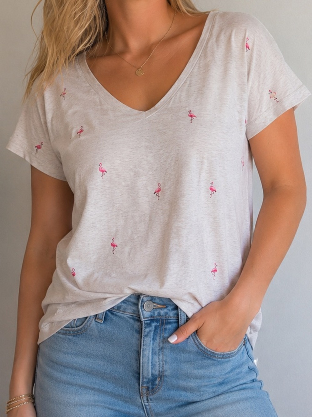 Old Navy pink Flamingo tee size L